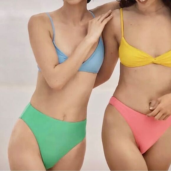 J Crew Tea Rose Pink Curved Waist Cheeky Bikini Bottom Sz XXL NWT - Picture 2 of 13